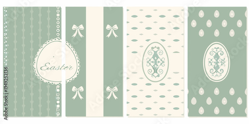 Four pastel green and cream patterned backgrounds for easter celebrations