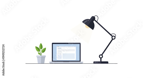 Black desk lamp on a table.