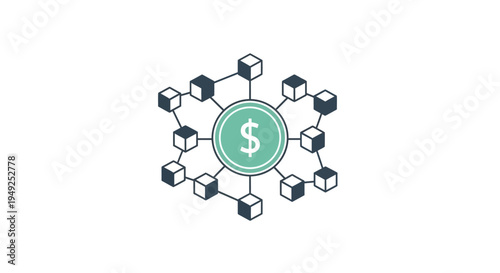 Blockchain cryptocurrency dollar sign symbol.