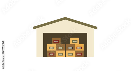 Boxes stacked in a warehouse storage.