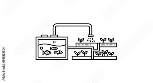 Aquaponics system with fish and plants.