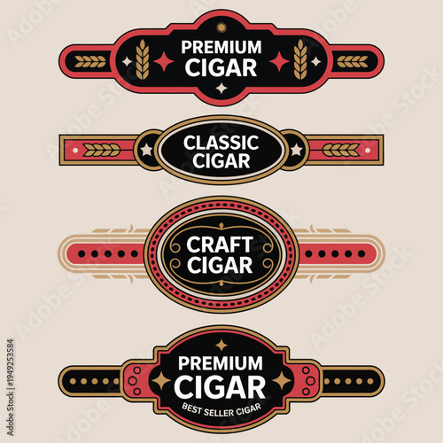 cigar label design featuring hand drawn vintage aesthetics, perfect for luxury tobacco branding, premium packaging, and classic gentleman's club style illustrations.