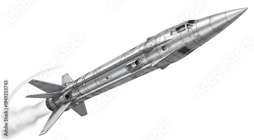 Illustration of a Rocket Ascending with Exhaust Smoke.