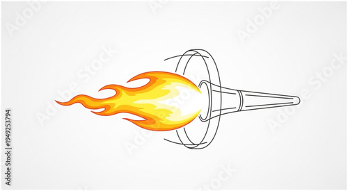 Illustration of a Torch with a Bright Flame.