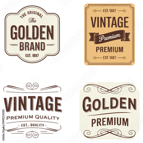 hand drawn vintage label collection featuring ornate botanical frames and antique flourishes, suitable for luxury branding, artisanal product packaging, and classic heritage labels.
