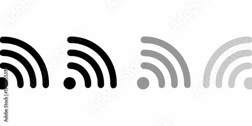 Four wireless signal strength icons in varying shades of gray