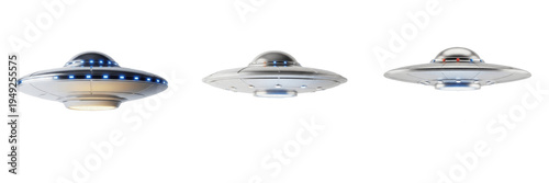 Εκτύπωση καμβά Set of alien ufo flying saucer spacecraft collection transparent background png