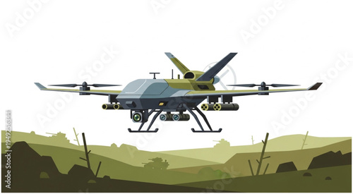 Military Drone Equipped with Missiles and Advanced Surveillance Technology.