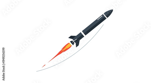 Illustration of a Rocket Launching into Space with Flames.