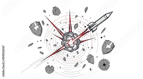Rocket Interception - A Dynamic Illustration of Defense and Destruction.