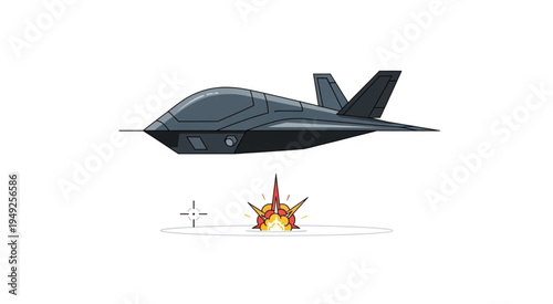 Futuristic Stealth Aircraft Design with Afterburner Illustration.