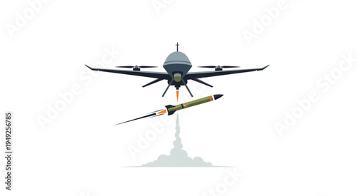 Drone with Missile Launch - Advanced Military Technology Illustration.