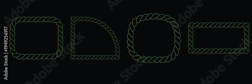 Set of rope boarder frame with different shape and gradient color 04