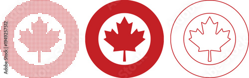 Canada Maple Leaf Icon Dot Filled Solid Outline Red canadian red maple leaf