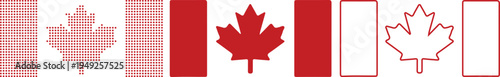 Canada Flag Maple Leaf Dot Filled Solid Outline Red canadian flag red maple leaf