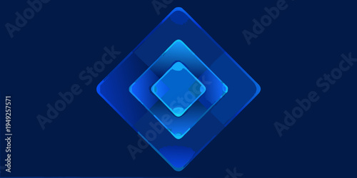A series of nested blue diamond shapes on a dark background