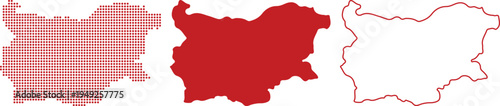 Red Map Outlines Of Bulgaria Composed Of Dots Solid Fill And Outline country