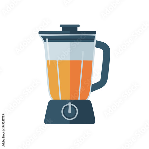 Blender with orange juice on white background