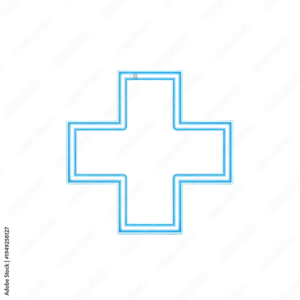 Obraz premium A glowing blue medical cross symbol on a isolated background