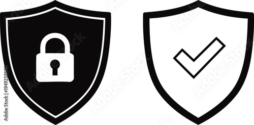 Security and verification icons with shield and lock symbols