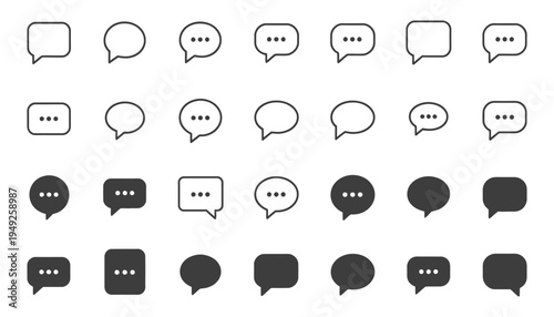 Speech Bubble Icon Set, vector illustration of chat symbols, message and dialogue icons, perfect for website, app UI, logo, and template design