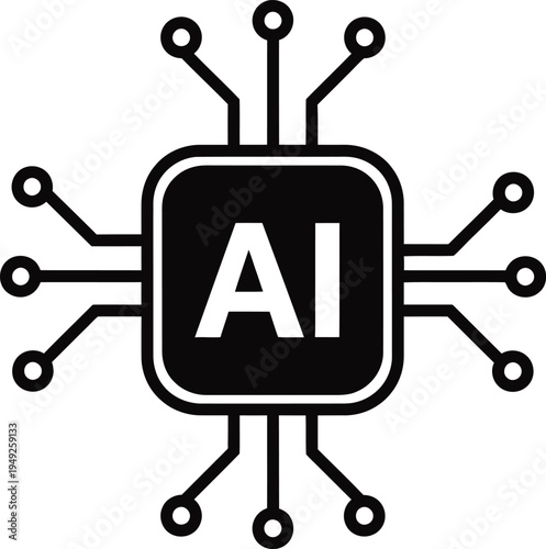 Artificial intelligence logo with circuit board design and ai text