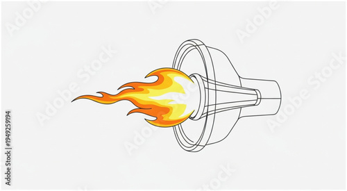 Illustration of a Torch with a Bright Flame.