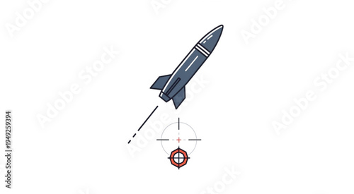 Rocket Launch Targeting System Illustration on White Background.