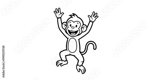 A cartoon monkey jumping with joy.