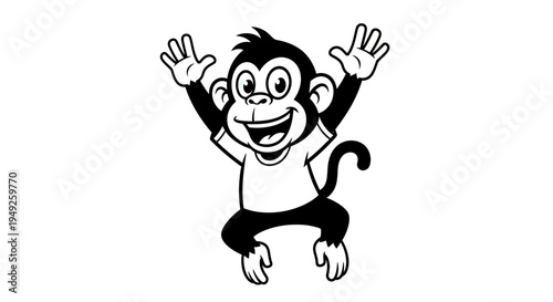 A cartoon monkey jumping up happily.