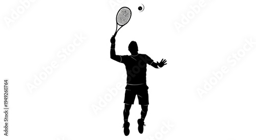 Tennis Player Silhouette Serving Ball in Mid-Air - Dynamic Action Shot