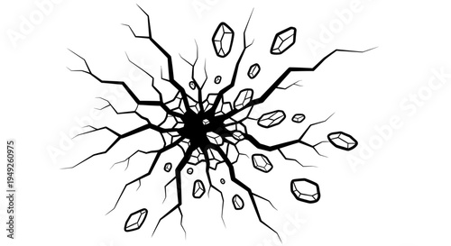 Explosion Effect, Cracking Surface, Debris Flying Outward