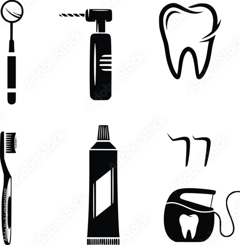 Dental care tools vector illustration, flat design