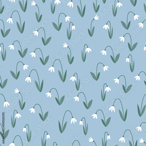 Seamless pattern white simple white flowers. Spring pattern.