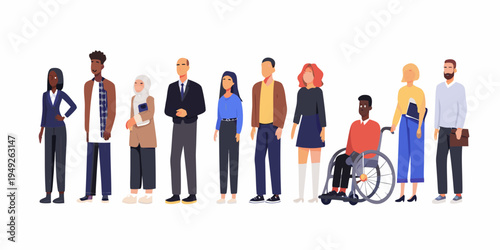 Diverse group of people standing together representing inclusivity and community