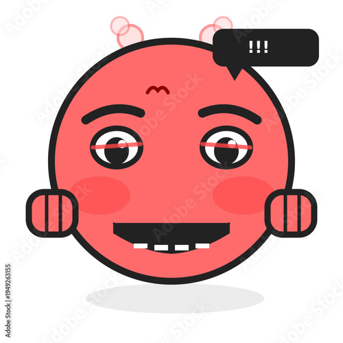 Cute Flat Design Messenger Sticker – Angry Furious Character with Steam, Mad Emoticon