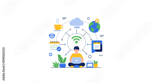 Work From Home Productivity & Digital Connectivity: Remote Office & Online Services Concept