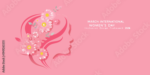 Floral silhouette of a woman s face celebrates international women s day