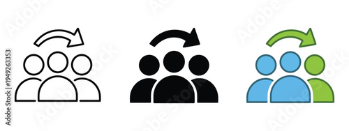 Referral vector icon showing people referral systems, meeting participation indicators, reference tracking workflow, human network connections, recruitment recommendation process, corporate teamwork 
