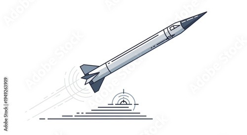 Illustration of a missile launching towards a target.