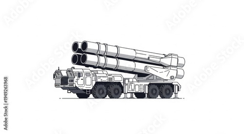 Detailed Illustration of a Russian BM-30 Smerch Multiple Rocket Launcher.