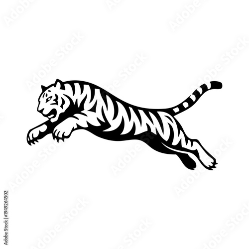 Logotipo con dibujo sencillo de un tigre saltando 