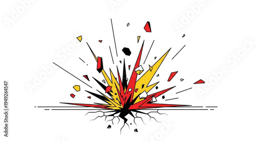 Explosive Ground Burst - A Dynamic Display of Shattered Earth and Energy.