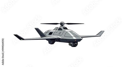 Futuristic Unmanned Aerial Vehicle Concept Design on White Background.