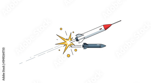 Rocket Interception - Missile Defense System Illustration.