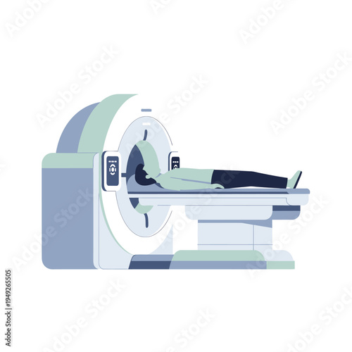 Patient undergoing MRI scan in advanced medical diagnostic machine