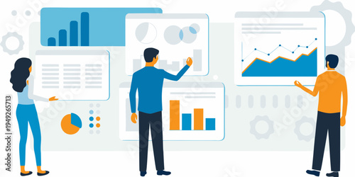 Data analysis and business strategy visualized through modern interface designs