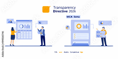 Illustration depicting data transparency and digital reporting concepts for 2026