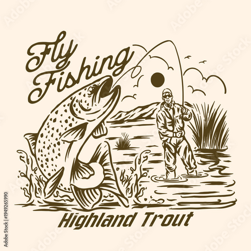Fly Fishing Highland Trout Vintage