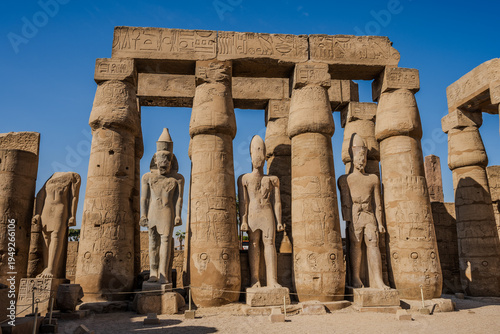 Ancient statues and columns at Luxor Temple